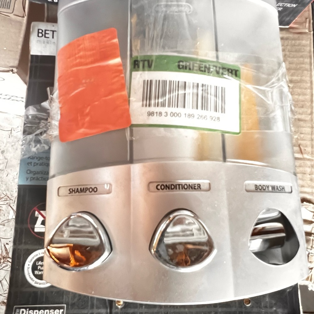 Better Living Silver Triple Dispenser for Shampoo, Conditioner, body wash